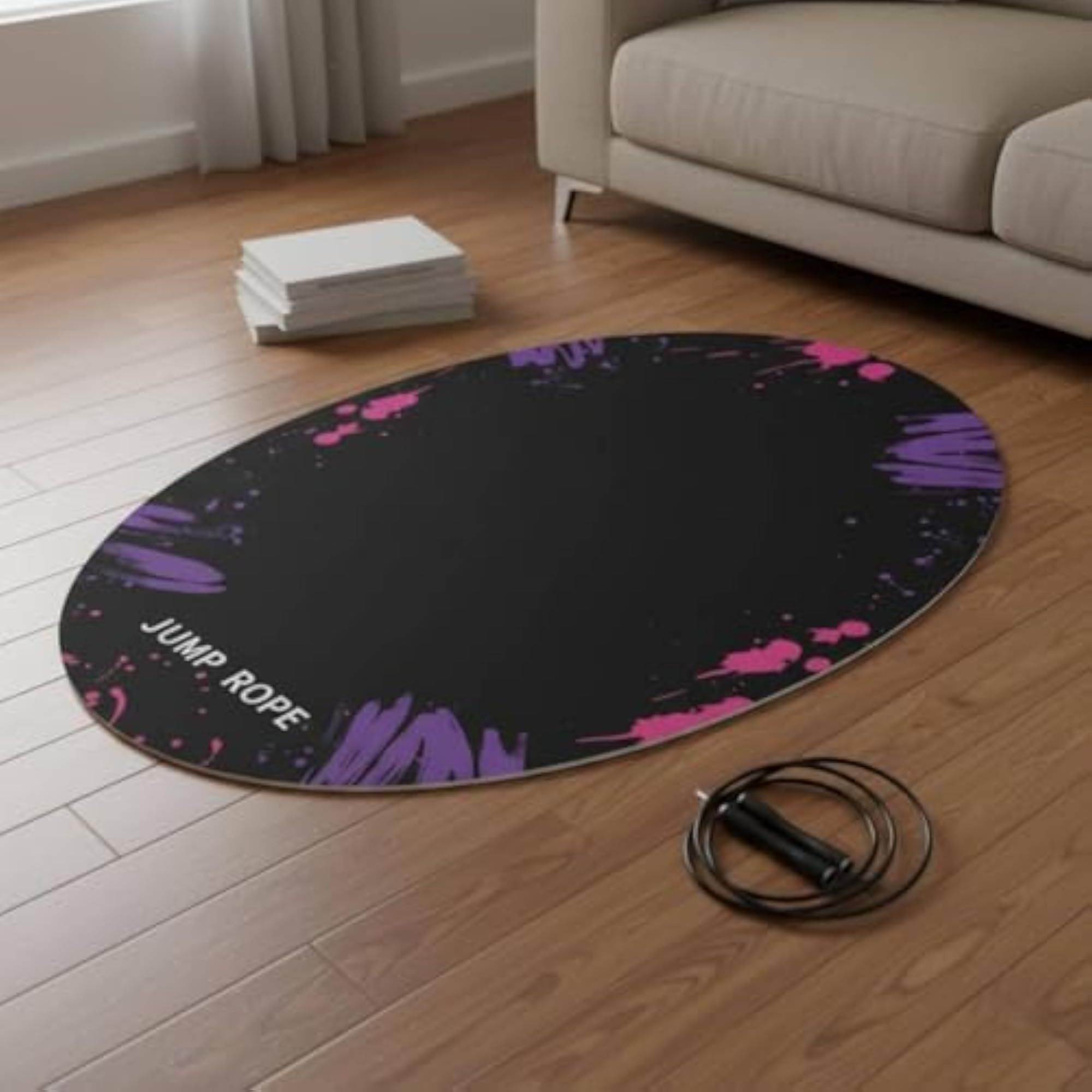 Wear-Resistant Oval Jump Rope Mat Non-Slip for Workouts
